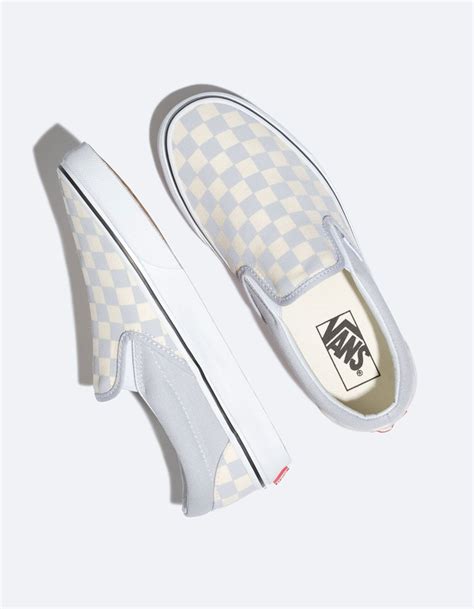 Vans Checkerboard Gray Dawn And True White Womens Slip On Shoes Gray