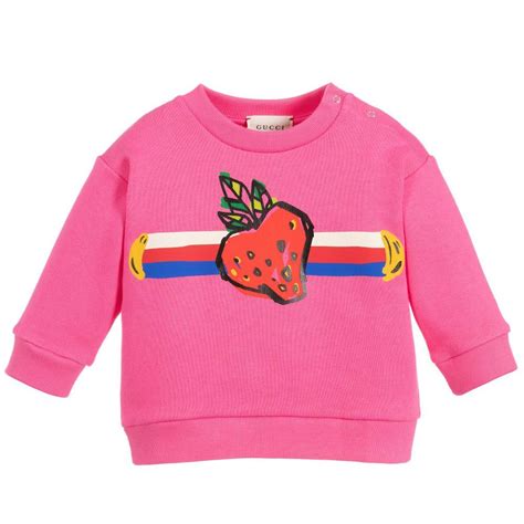 Pink Sweatshirt For Baby Girls From Luxury Brand Gucci It Is Made In