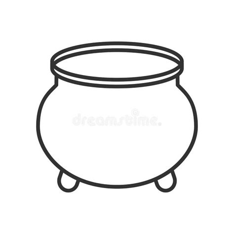 Pot Of Gold Outline Flat Icon On White Stock Vector Illustration Of