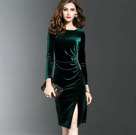 Hot Sale 2019 Winter Dress Women Casual Long Sleeve Velvet Dress