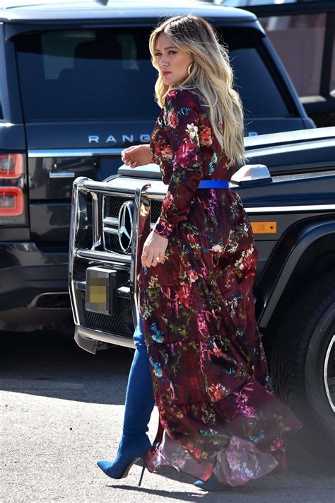 Hilary Duff In Floral Print Dress Out In Studio City Gotceleb