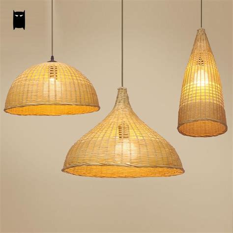 Original Design Bamboo Wicker Rattan Shade Pendant Light Fixture Nordic