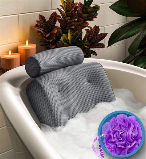 Everlasting Comfort Luxury Bath Pillow Head Neck Back Support Cushion For Bathtub Spa