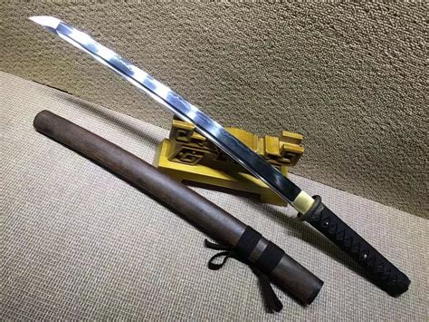 Japanese Rosewood T10 Clay Tempered Chokuto Wakizashi Ninjato Sword