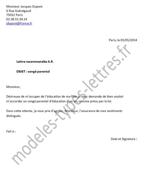 Modele Lettre Conge Parental 50 Vrogue