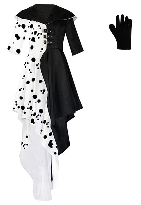 Buy Girls Deville Cosplay Costume Black White Halloween Movie Womens Dress With Gloves