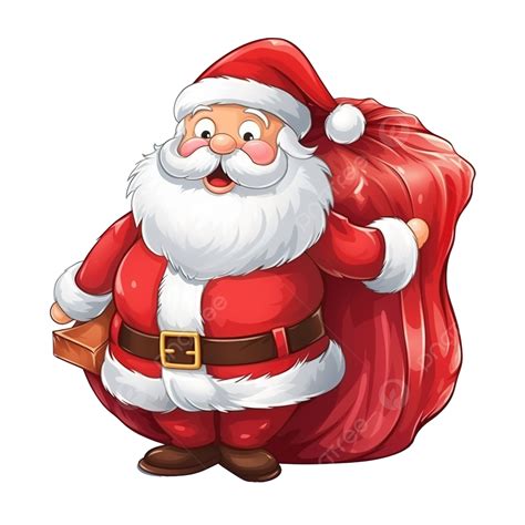 Cartoon Santa Claus Character With Huge Sack Of Christmas Present