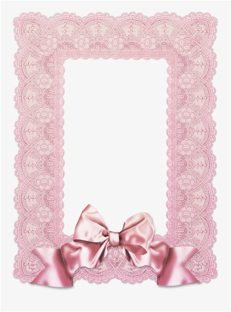 Frame With Pink Lace And Silk Ribbon Pink Lace Frame Png 572x800