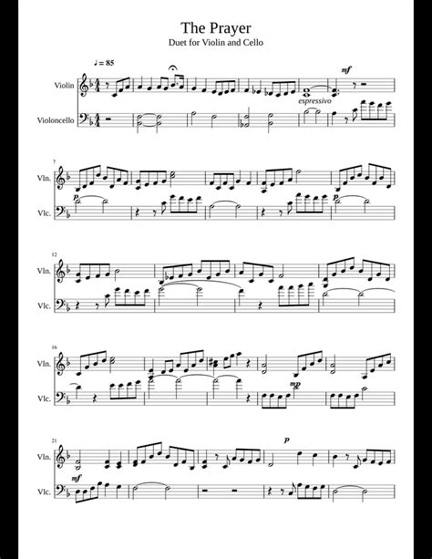 If you're playing a violin concerto for the first time, you. The Prayer Violin and Cello Duet sheet music for Violin, Piano, Cello download free in PDF or MIDI