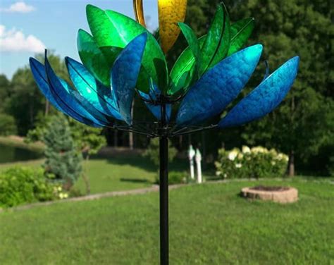 Sierra Blue Lotus Wind Spinner Hh140 Etsy