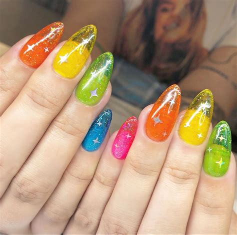 Jelly Rainbow Nail Art Unghie Estive Unghie Nail Art Arcobaleno