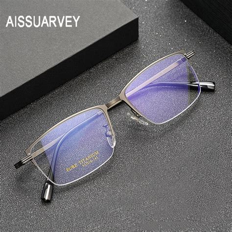 aissuarvey semi rim titanium square frame men s eyeglasses fuzweb