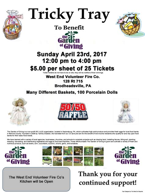 Tricky Tray To Benefit The Garden Of Giving April 23rd 2017 1200 Pm