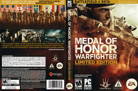 Medal Of Honor Warfighter Limited Edition 2012 Us Pc Dvd Cover