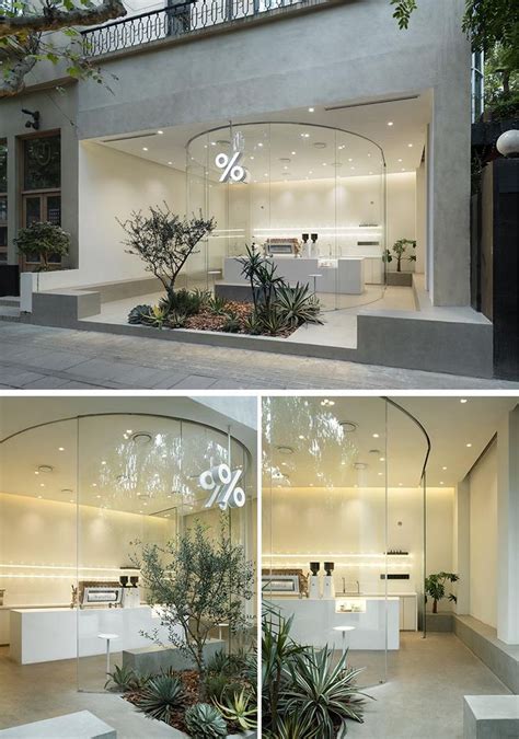 This Coffee Shops Curved Glass Facade Makes The Interior Completely