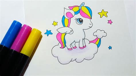 How To Draw A Cute Rainbow Unicorn Easy Step By Step For Kids And