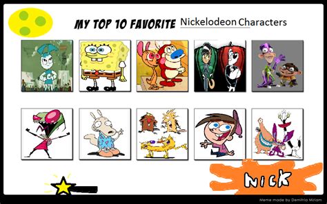 My Top 10 Favorite Nickelodeon Characters By Cartoonfanboyone On Deviantart