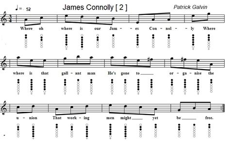 James Connolly Sheet Music And Tin Whistle Notes Irish Folk Songs