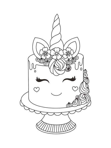 Premium Vector Unicorn Cake Printable Coloring Book For Kids Vector
