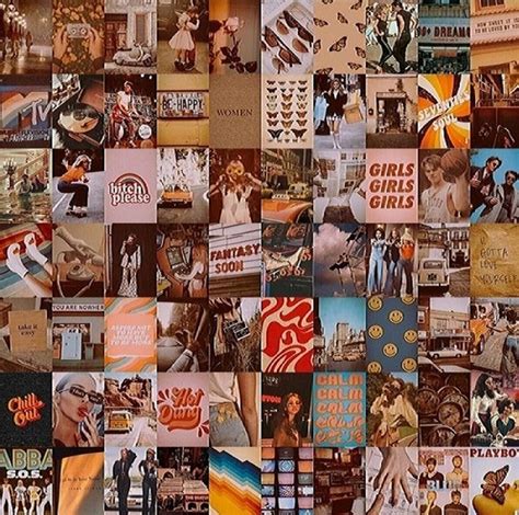70pcs Vintage Wall Collage Kit Aesthetic Pictures 4x6 Warm Etsy