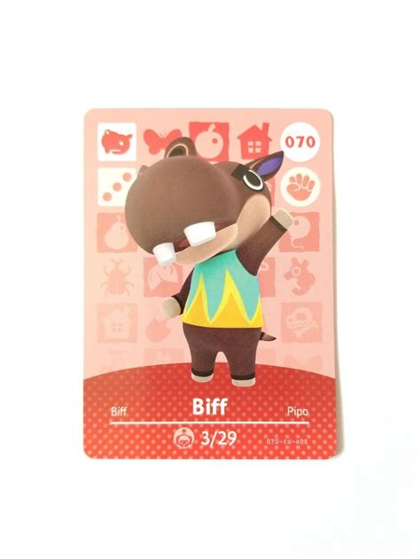 She first appeared in animal crossing: Animal Crossing Amiibo Card Biff #70 | Mercari | Animal crossing, Animal crossing amiibo cards ...