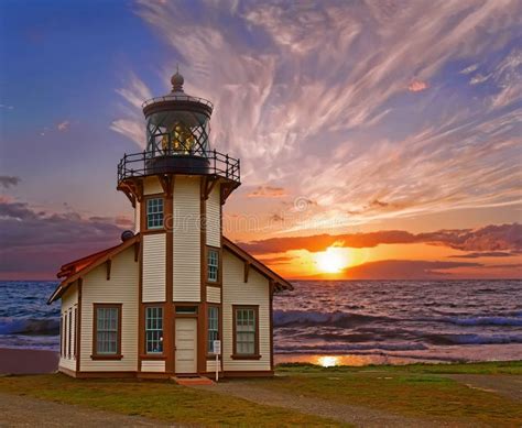 Point Cabrillo Lighthouse Sunset Stock Image Image Of Historical
