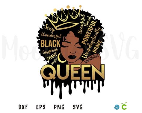 Afro Black Queen Words Svg Natural Hair Black Girl African Etsy Uk