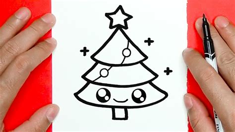 How To Draw A Cute Christmas Tree Draw Cute Things Youtube