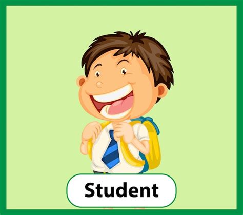 Free Vector Educational English Word Card Of Student