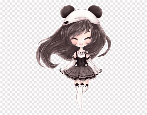 Giant Panda Drawing Chibi Anime Black Hair Chibi Png Pngegg