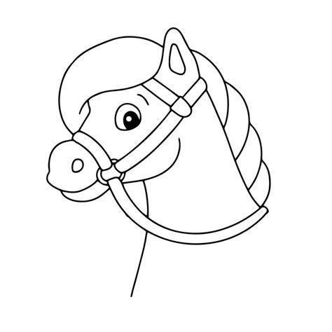Cute Horse Farm Animal Coloring Page For Kids Digital Stamp Cartoon