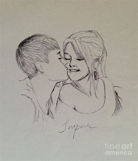 The Kiss On The Cheek Drawing By Jeong Won Park Fine Art America