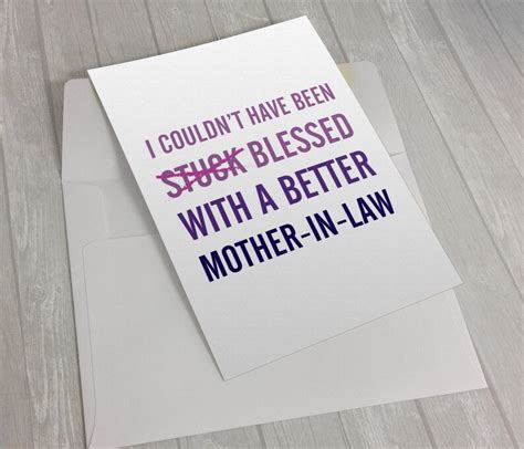 Funny Mother In Law Card Funny Card Mom Card Sarcastic Etsy