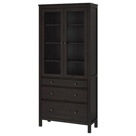 Vitrinekast Met 3 Lades Hemnes Zwartbruin 90x197 Cm Ikea