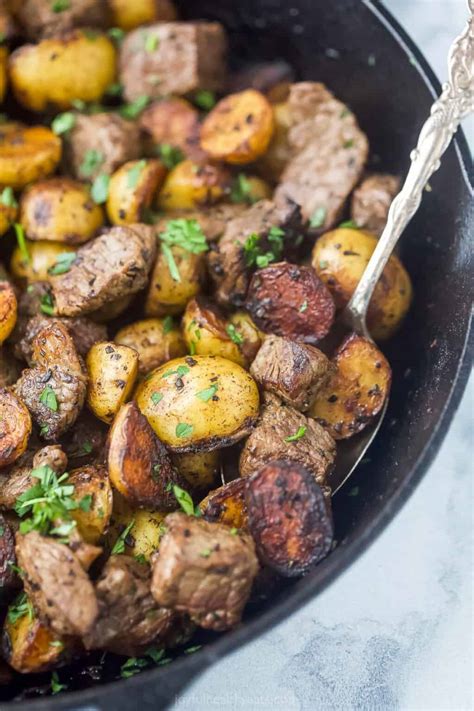 Whole Garlic Butter Steak And Potatoes Skillet L Joyful Healthy Eats