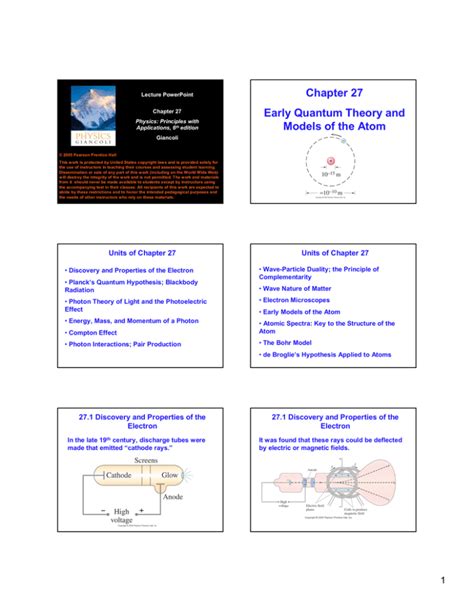 Chapter 27 Early Quantum Theory And Models Of The Atom