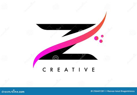 Z Letter Logo Design With Elegant Creative Swoosh And Dots Vector Stock