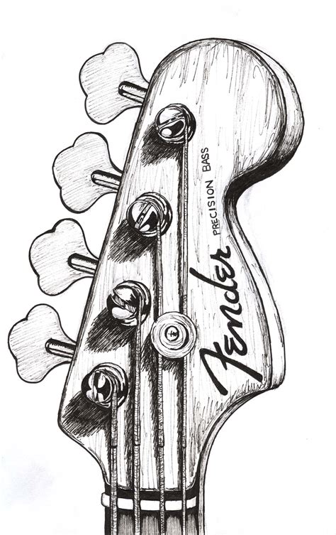 A Drawing Of An Electric Guitar With Four Heads On Its Neck And The Words