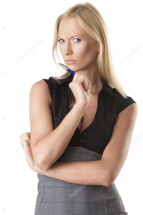 Blonde Business Woman With Serious Expression ⬇ Stock Photo Image By