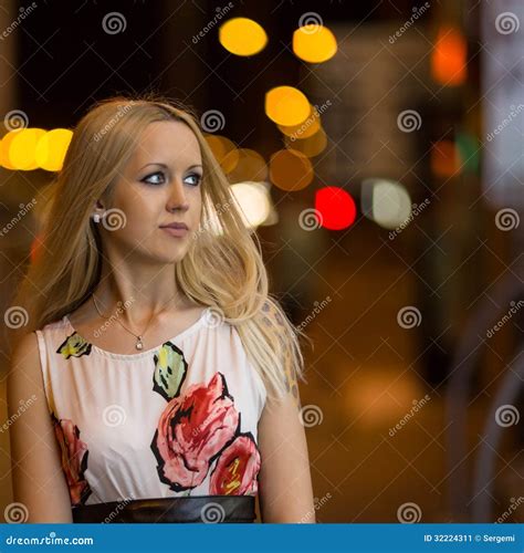 blond girl at night city stock image image of alone 32224311