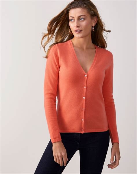 Spring Coral Cashmere V Neck Cardigan Pure Collection