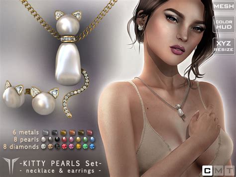Second Life Marketplace Re Kitty Pearls Set Necklace And Earrings