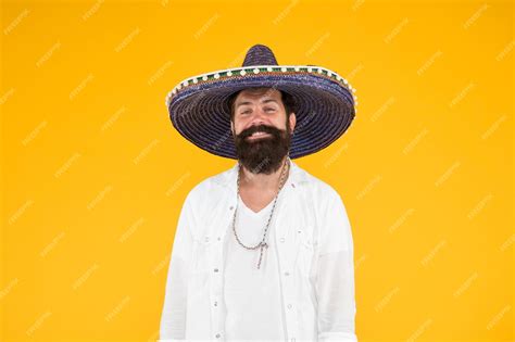Premium Photo Guy Wear Poncho Sombrero Party Man Man In Mexican