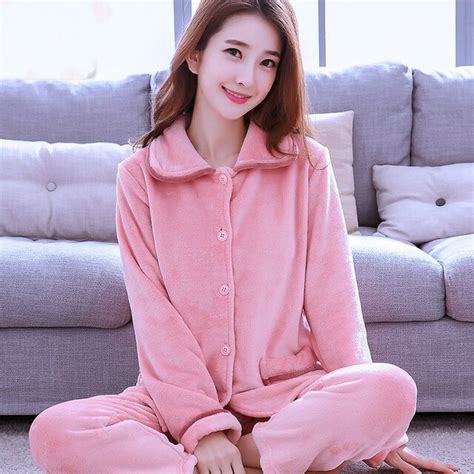 Buy Autumn Winter Women Pyjamas Sets Thick Warm Coral