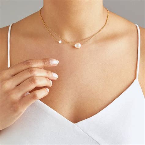 Rose Silver Gold Layered Large And Small Pearl Choker By LILY ROO