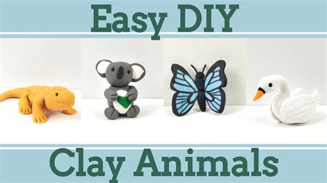 Easy Clay Animals For Beginners 8│4 In 1 Polymer Clay Tutorial Youtube