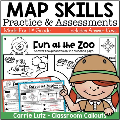 First Grade Map Skills Worksheets Reading A Map Assessments Made By