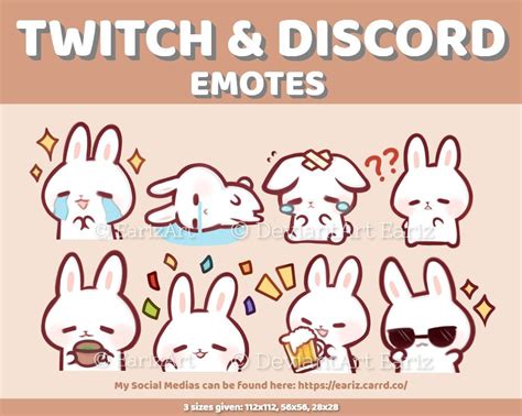 Twitch Discord Emotes Pack 8 Cute White Bunny Emotes Etsy Emojis