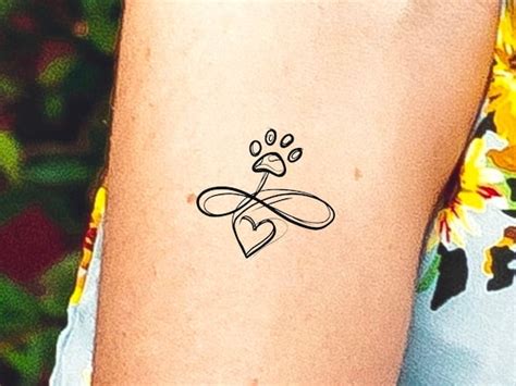 Infinity Paw Print Heart Temporary Tattoo Dog Print Tattoo Etsy