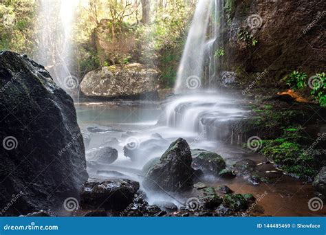 Cascading Waterfall In Beautiful Australian Bushland Stock Image